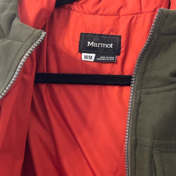 Marmot Banyons Insulated Hoodie Full Zip Army Green Orange Jacket Men's Sz M - Picture 6 of 13